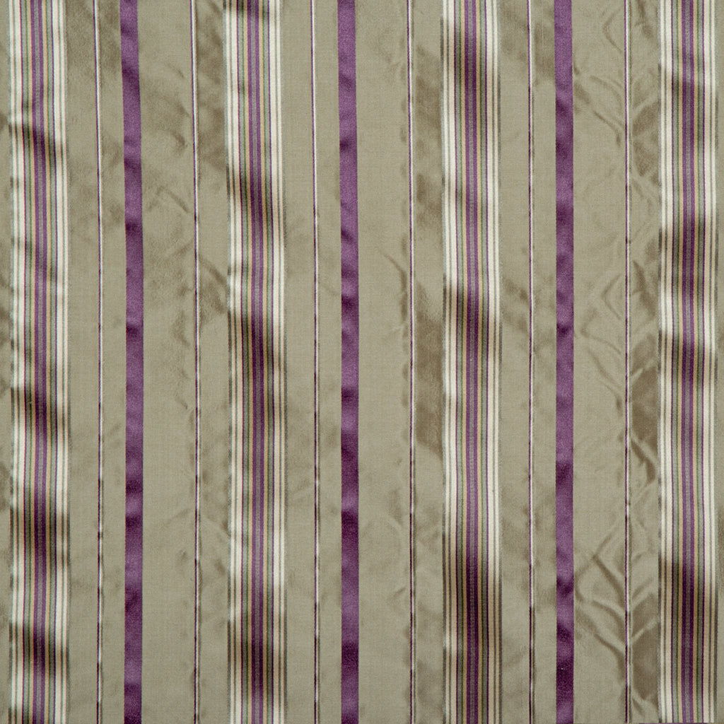 ファブリック Silk Stripe Purple&Khaki