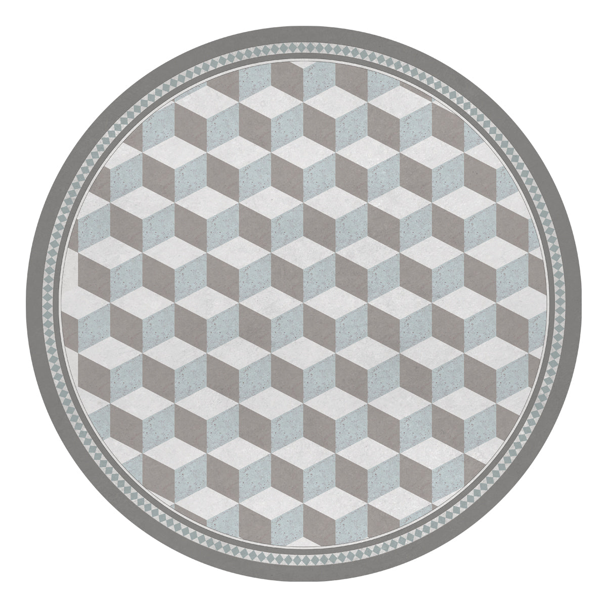 撥水円形ランチョンマット Cube #Mint White