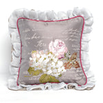 コラージュクッション Silk Rose Embroidery with Double Frill #A