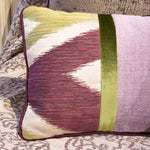 47×32cm角 コラージュクッション Harlequin Ethnic Green&Purple with Piping-A