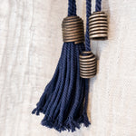 タッセル Cotton String With Brass Ornament #Navy