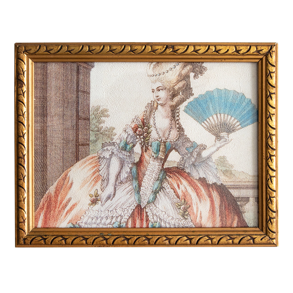 27×21cm アンティークフレーム Gold Frame Lady with Fan