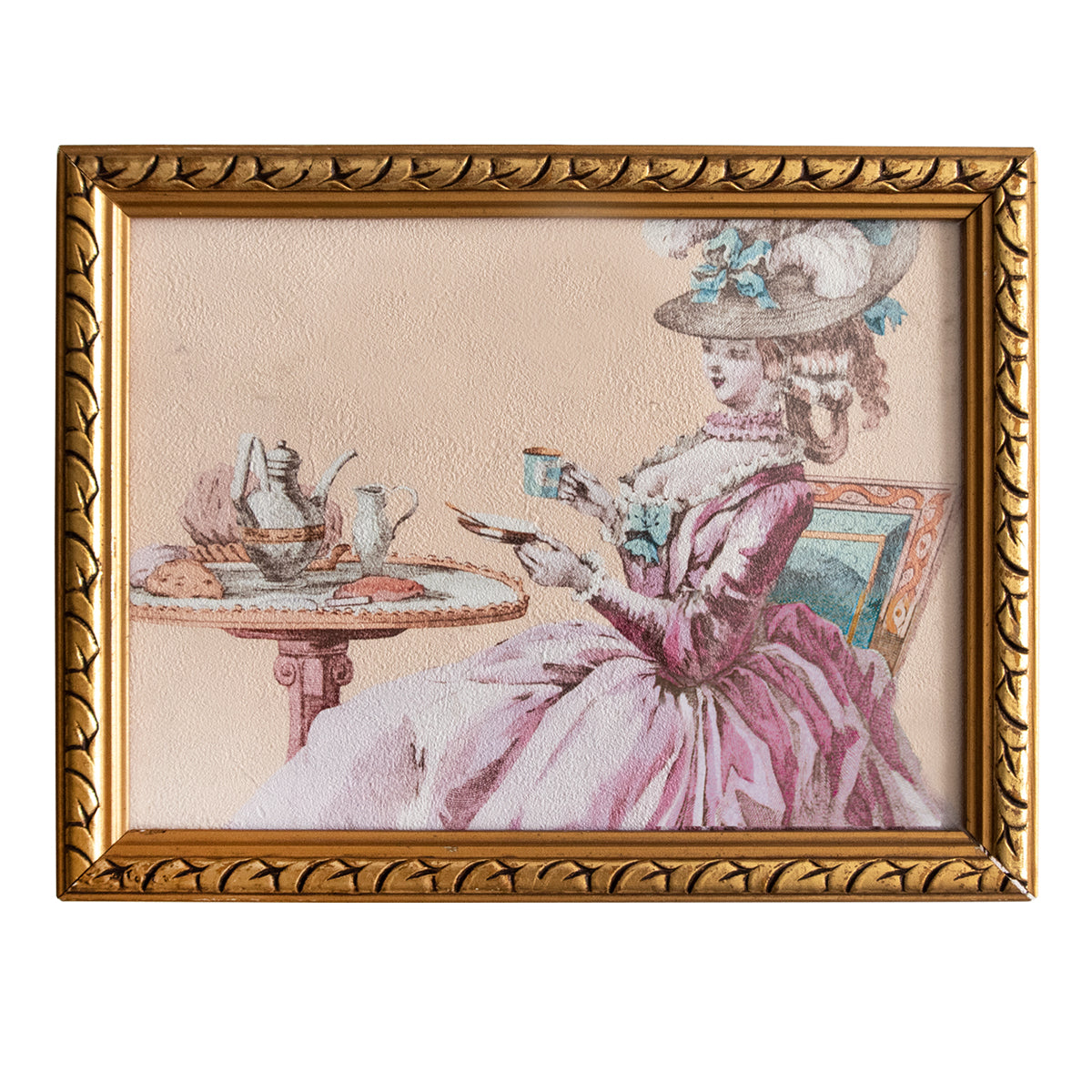 27×21cm アンティークフレーム Gold Frame Lady with Tea